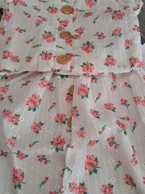 Rare Editions Ivory Dress with Pink Floral Print